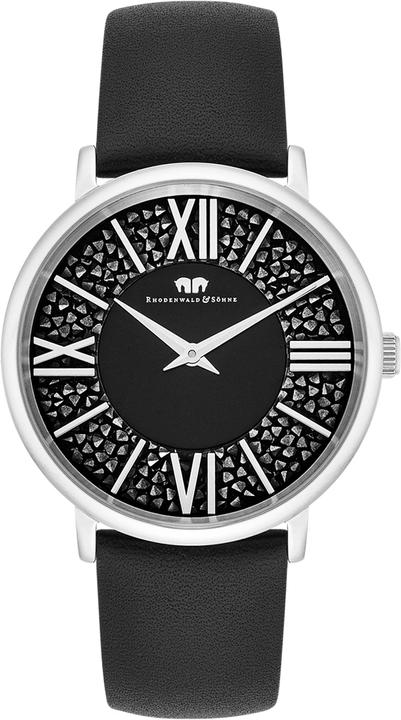 Damen Quarzuhr Pamina Echtleder schwarz - 23866 (Analoguhr, 36 mm)
