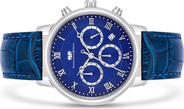 Immagine prodotto Cronografo da uomo Moonlight in vera pelle blu - 26503 (Cronografo, 40 mm)