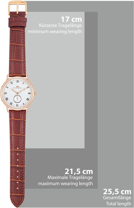 Immagine prodotto Orologio al quarzo da uomo Moonlight in vera pelle marrone - 26511 (Orologio da polso analogico, 40 mm)