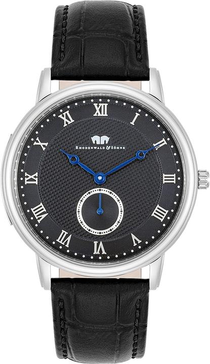 Actual product image Men quartz watch Moonlight genuine leather black - 26507 (Analogue wristwatch, 40 mm)