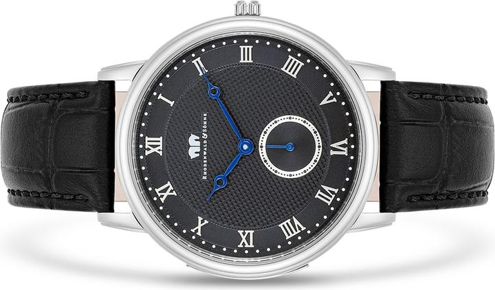 Actual product image Men quartz watch Moonlight genuine leather black - 26507 (Analogue wristwatch, 40 mm)
