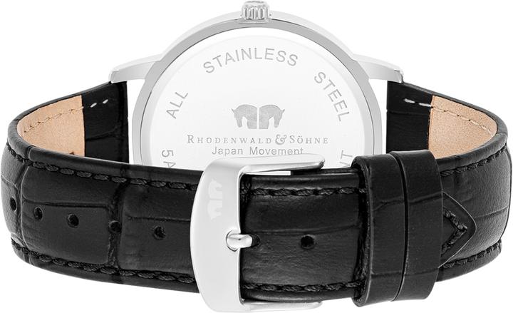Actual product image Men quartz watch Moonlight genuine leather black - 26507 (Analogue wristwatch, 40 mm)