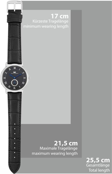 Actual product image Men quartz watch Moonlight genuine leather black - 26507 (Analogue wristwatch, 40 mm)
