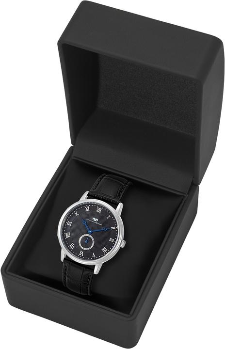 Actual product image Men quartz watch Moonlight genuine leather black - 26507 (Analogue wristwatch, 40 mm)