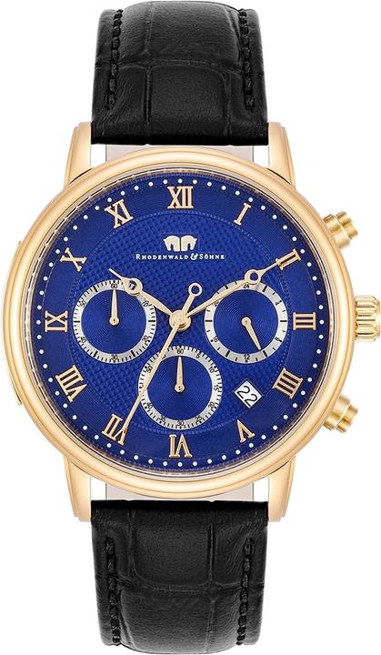 Herren Chronograph Moonlight Echtleder schwarz - 26505 (Chronograph, 40 mm)