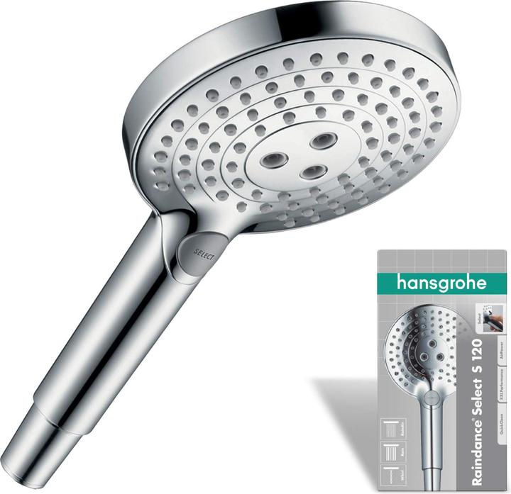 Immagine prodotto hansgrohe Soffione doccia Raindance Select S 120 3 tipi di getto (3 Tipi di raggi, 15 l/min)