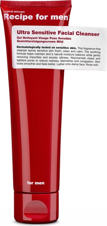 Image du produit Recipe for men Gel Nettoyant Visage Peau Sensible (Lotion nettoyante, 100 ml)