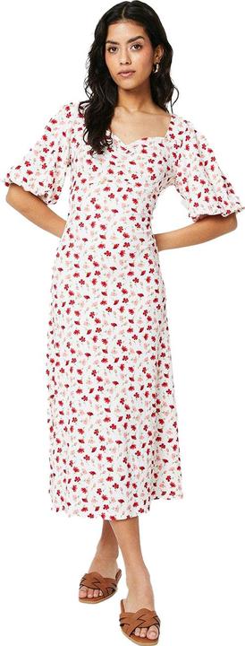 Actual product image Dorothy Perkins Womens/Ladies Ditsy Print Ruched Front Petite Puff Sleeve Midi Dress (42 D)