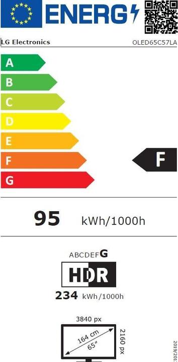 Energy Label LG OLED65C57LA (65", C5, OLED, 4K, 2025)