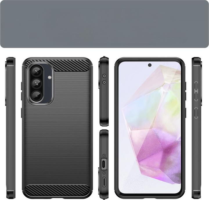 Actual product image Cover-Discount Galaxy A36 / A56 5G - Metall Carbon Look Hülle (Samsung Galaxy A56, Samsung Galaxy A36)