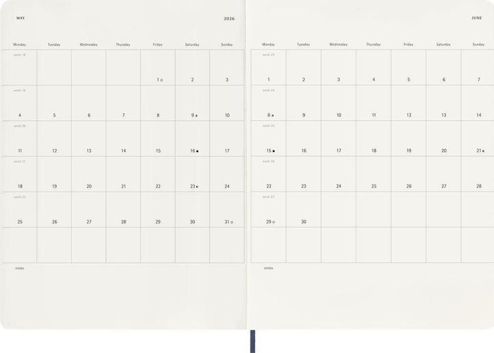 Produktbild Moleskine WONK 2026 XL SC Saphir (19 x 25 cm, Englisch)