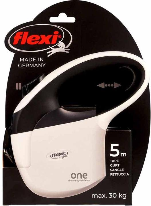 Actual product image Flexi One for All S weiss - schwarz - automatische Hundeleine für Hunde bis 30 kg - 5 m (S, Dog, Walks)