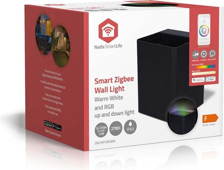 Image du produit Nedis Lampe d'extérieur Smartlife | 2 x 270 lm | Zigbee 3.0 | 12 + 4 W | RGB / blanc chaud | 2700 K | (540 lm, IP65)