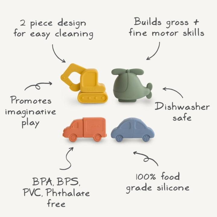 Actual product image Mushie Bath play set vehicles