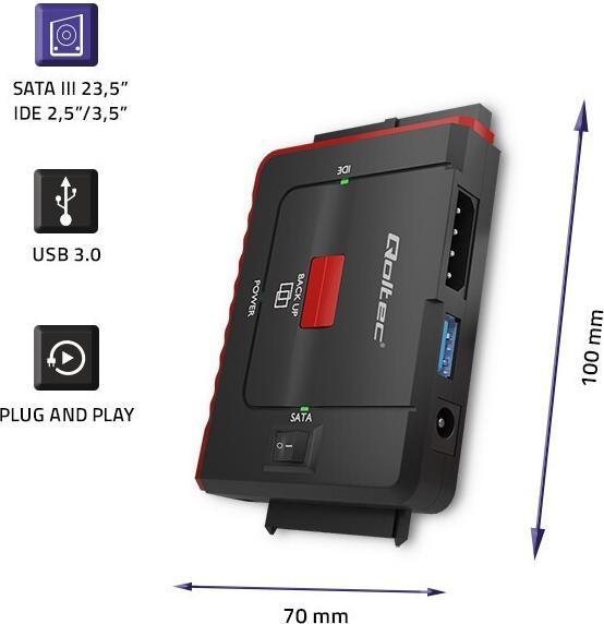 Immagine prodotto Qoltec 50645 Adattatore da USB 3.0 a IDE SATA