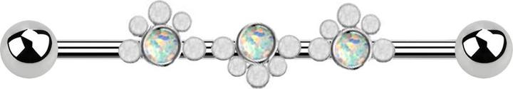 Immagine prodotto Star Piercing Barbagianni d'argento due sfere a onda punteggiata tre opali bianchi (Acciaio chirurgico 316L, senza ottone)
