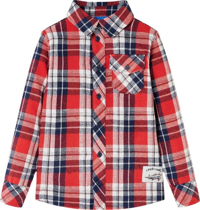 Actual product image VidaXL Children's shirt checked pattern red and navy blue 104,Material: 100 (104)
