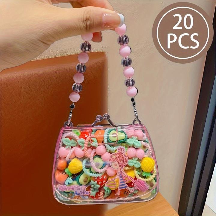 Image du produit Activity Board 20Pcs Sweet Style Harz Haargummis Set für Jugendliche, gemischte Farbe Pflanze Muster, sortierte
