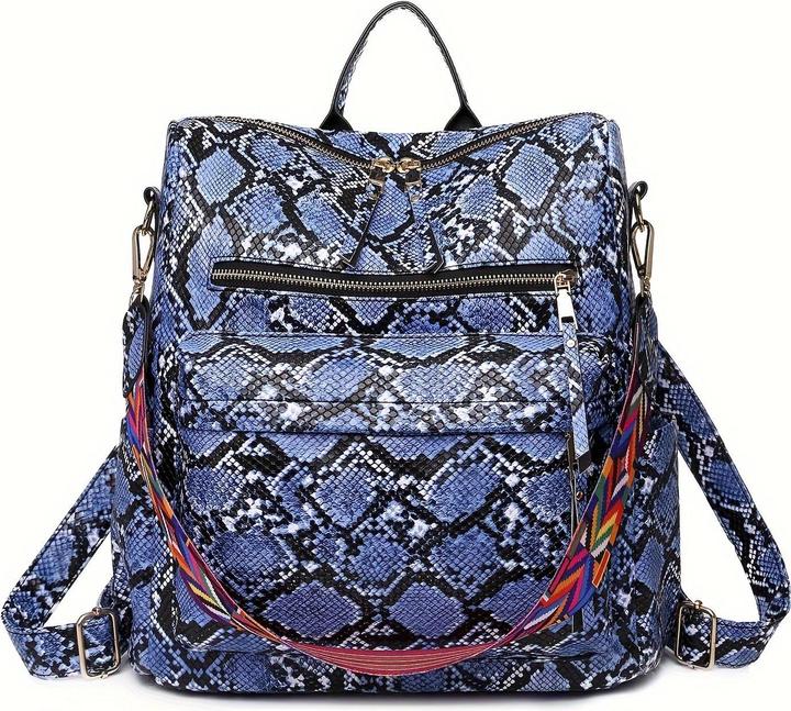 Only-Bags.Store Retro Rucksack Handtasche, Boho Strap Zwei-Wege-Umhängetasche, Mode Vegan Leder Schultasche Daypack