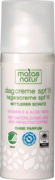 Actual product image Matas Nature Day Cream SPF15 with Organic Aloe Vera and Vitamin E (50 ml, Day cream, SPF 15)