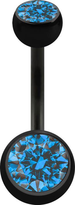 Immagine prodotto Star Piercing Banana nera con due sfere di cristallo azzurro (Acciaio chirurgico 316L, senza ottone)