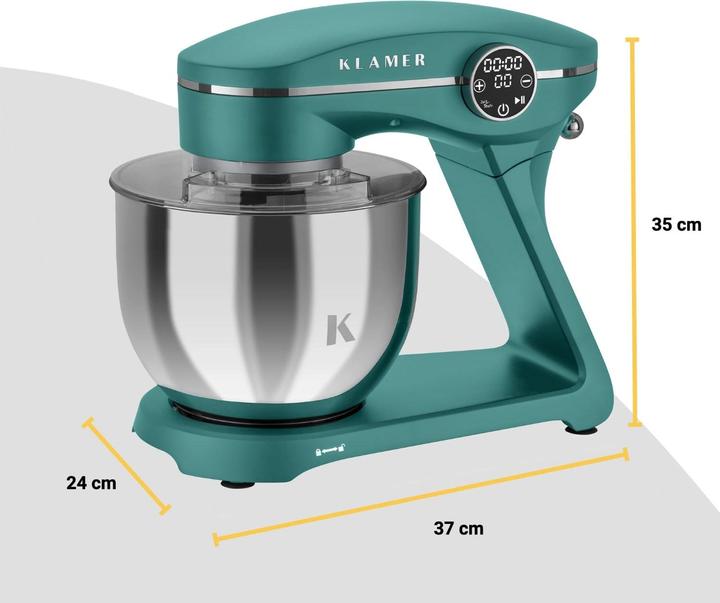 Immagine prodotto KLAMER Küchenmaschine, Knetmaschine mit 6 Liter Edelstahl Schüssel (1800 W)