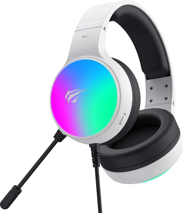 Actual product image Havit - Gaming Headphones (H2043U) - with Microphone, 50mm Speaker, USB, 2.1m - White (Cable)