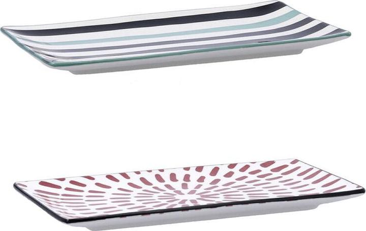 Produktbild Bidasoa Tablett für Snacks Zigzag Bunt aus Keramik rechteckig 20 x 11 cm 2 Stück