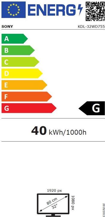 Energie-Label Sony Kdl-32wd755 (32", LCD, Full HD, 2016)