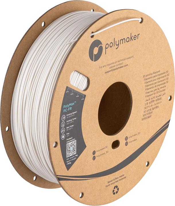 Image du produit Polymaker Polymax PC-FR Blanc 1.75mm 1kg (PC, 1.75 mm, 1000 g, Blanc)