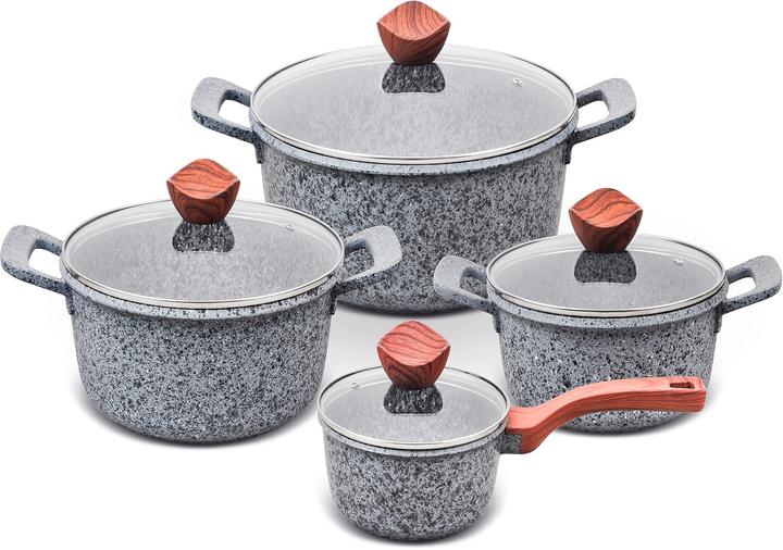 Produktbild Promis Pot set with brown handles, 8 items (GR (Kochtopf, Aluminium, Edelstahl)