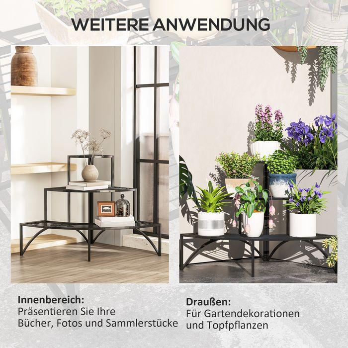 Actual product image Swisshandel24 3-Etagen Pflanzenständer, Metall, 60 cm hoch, Schwarz