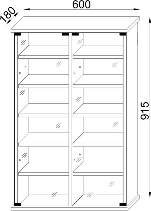 Image du produit VCM Étagère murale CD DVD en bois Zuntisa avec porte vitrée (60 x 18 x 92 cm)