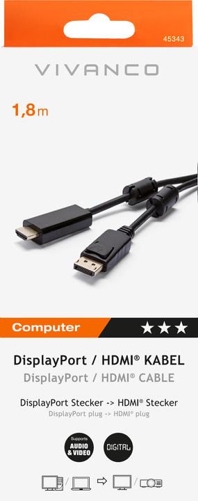 Actual product image Vivanco DisplayPort (1.50 m, HDMI, DisplayPort)