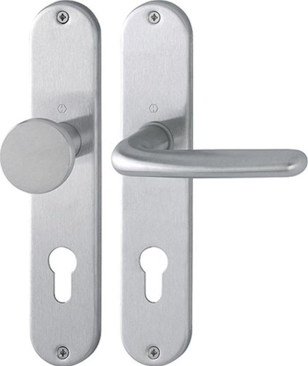 Hoppe Garniture à plaque longue Cardiff E48/302/1850Z acier inoxydable F69 PZ 72 mm DIN gauche / droite (Poignée de porte)