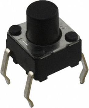 Image du produit Omron Industrial Automation Bouton-poussoir 50 mA 3... 24 VDC Bouton-poussoir 1 NO 0.98N Montage traversant B3F
