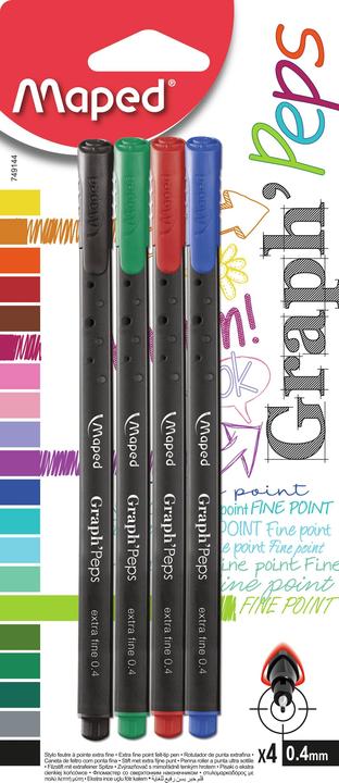 Image du produit Maped Feutres Fin Graph Peps X4, Coloris Assortis (4 x)