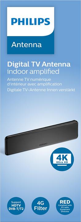 Actual product image Philips DVB-T flat indoor aerial (Flat antenna, Indoor antenna, 38 dB, DVB-T / -T2, DVB-S / -S2)