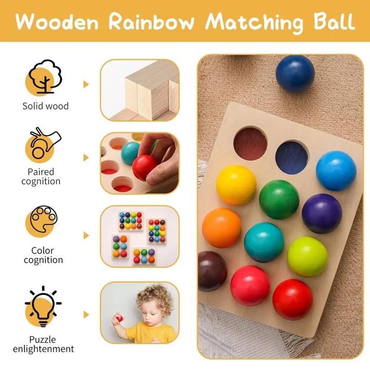 Produktbild Activity Board Holzspielzeug für Kinder frühe Bildung Vorschule Spielzeug Regenbogen Ball Matching Sensory Game