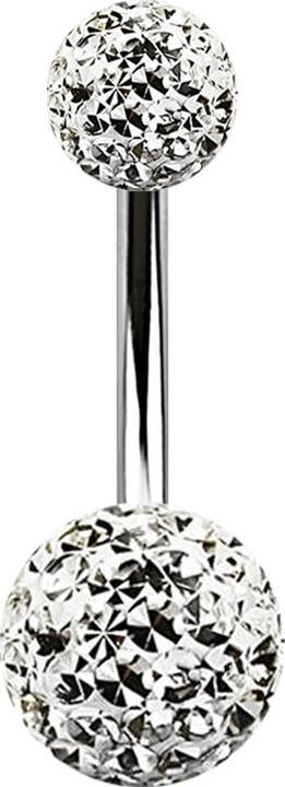 Produktbild Star Piercing Banane silber mit zwei Kristall Kugeln silber Epoxy Schutzschicht (Chirurgenstahl 316L, ohne Messing)