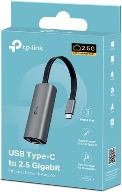 Immagine prodotto TP-Link Adattatore USB 3.0 Type-C a 2,5 Gigabit UE302C (USB-C, RJ45 2.5 Gigabit Ethernet (1x))