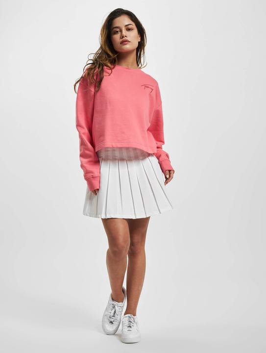 Actual product image Tommy Hilfiger Tommy Jeans Long Sleeve Sweatshirt Round Neck Logo Embroidery Pink Size S (S)