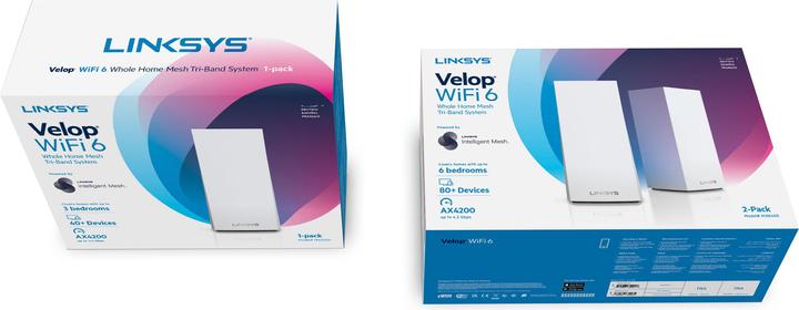 Produktbild Linksys Velop WiFi 6 AX4200 Mesh-WLAN Tri-Band-System 2er-Pack (MX8400)