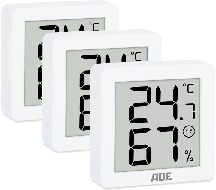 Produktbild ADE Thermo-/Hygrometer digital 3 Stück, Weiss, Funktionen