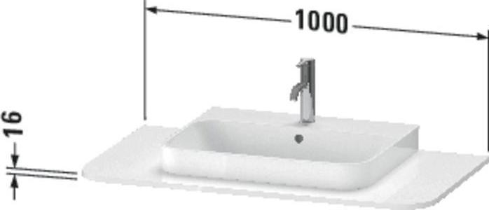 Produktbild Duravit Konsolenplatte HAPPY D.2 PLUS 16x1000x550mm m 1 Auss weiss hochglanz