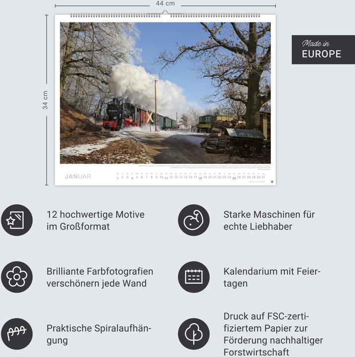 Produktbild Heye Eisenbahn-Romantik Posterkalender 2026 (44 x 34 cm, Harter Einband, Deutsch)