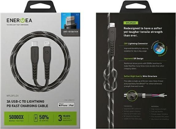 Produktbild Energea kabel Nyloflex USB-C - Lightning C94 MFI 3m czarny/black (3 m, USB 3.2 Gen 1)