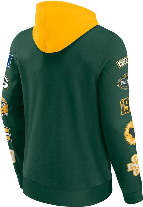 Immagine prodotto Fanatics Felpa con cappuccio con stampa sulle maniche dei Green Bay Packers NFL - L (L)