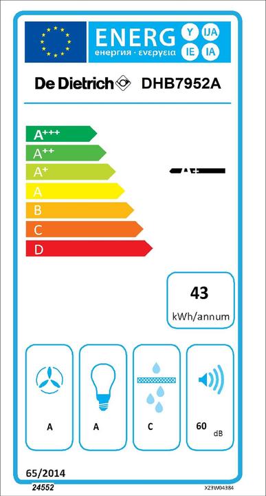 Label énergétique De Dietrich DHB 7952 A (Hotte murale)