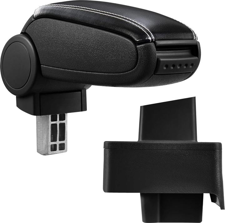 Produktbild Pro-Tec Mittelarmlehne Audi 80/90 mit Staufach Kunstleder Schwarz mit weissen Nähten